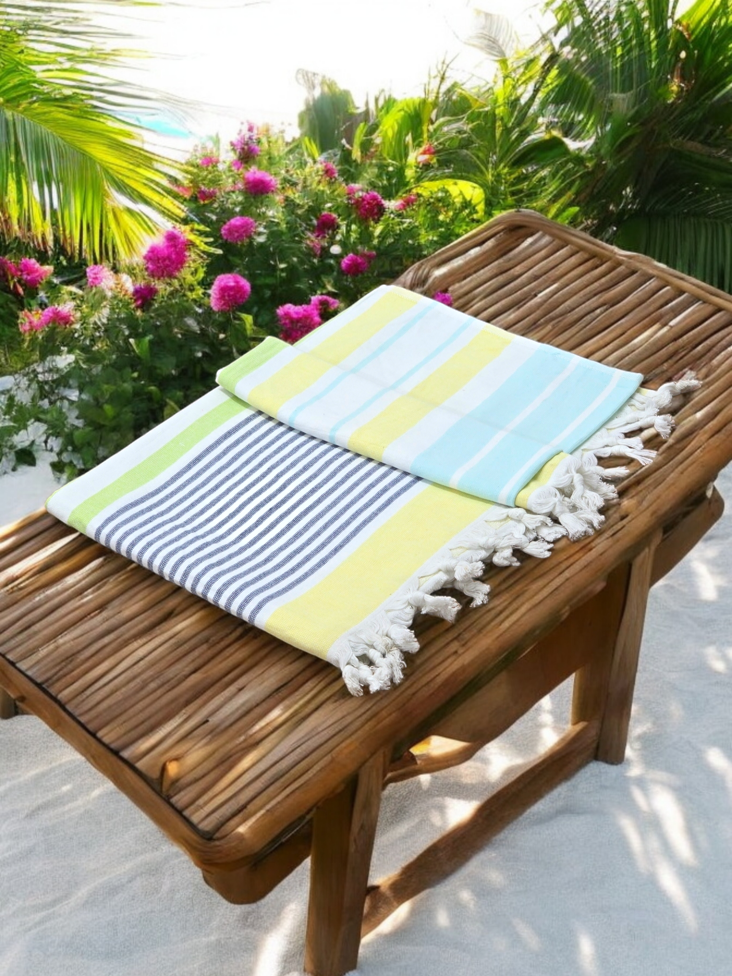 Amalfi Cotton Hammam Beach Towel with Tassels