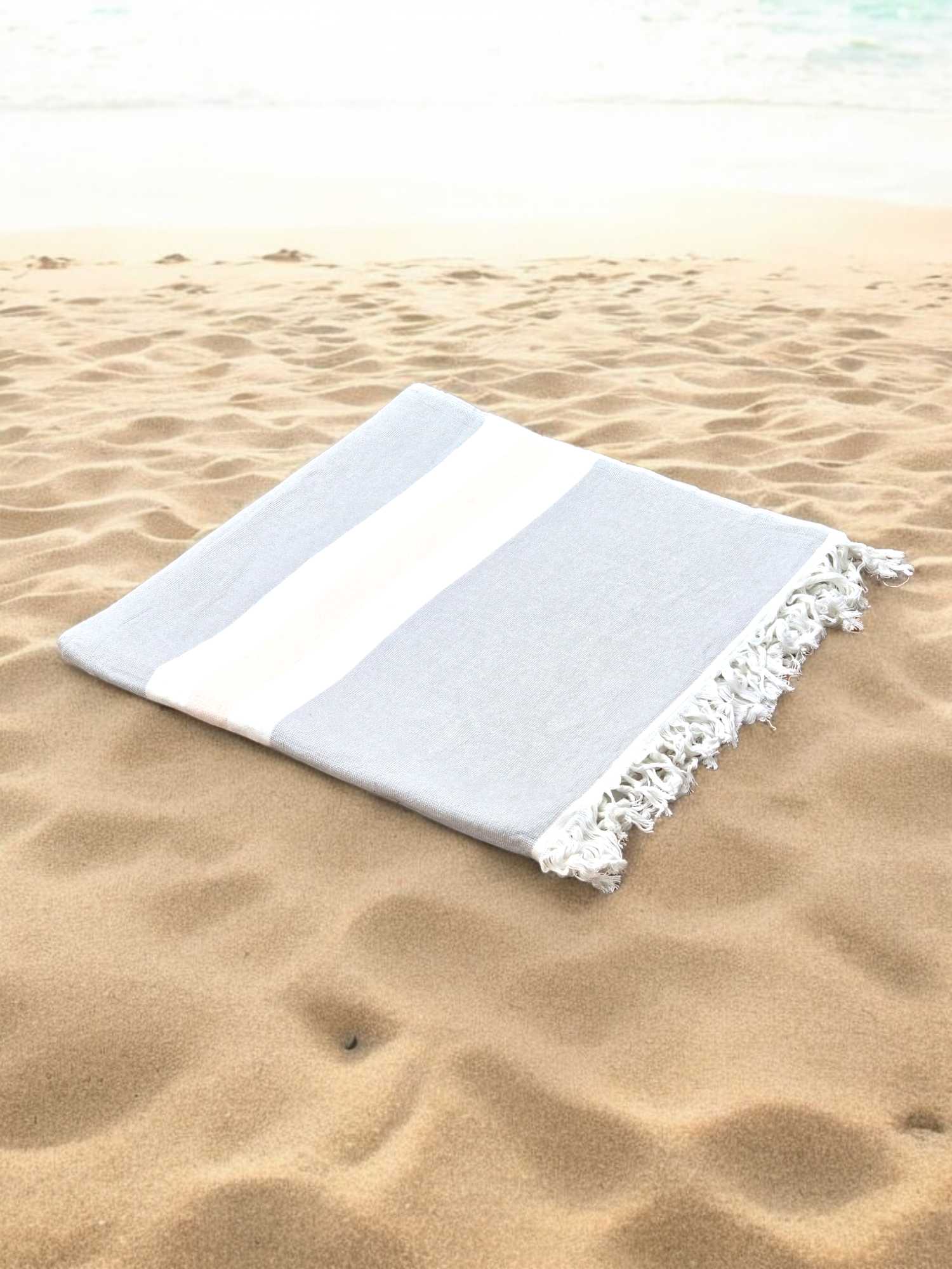 XL Cotton Hammam Beach Towel with Knotted Tassles