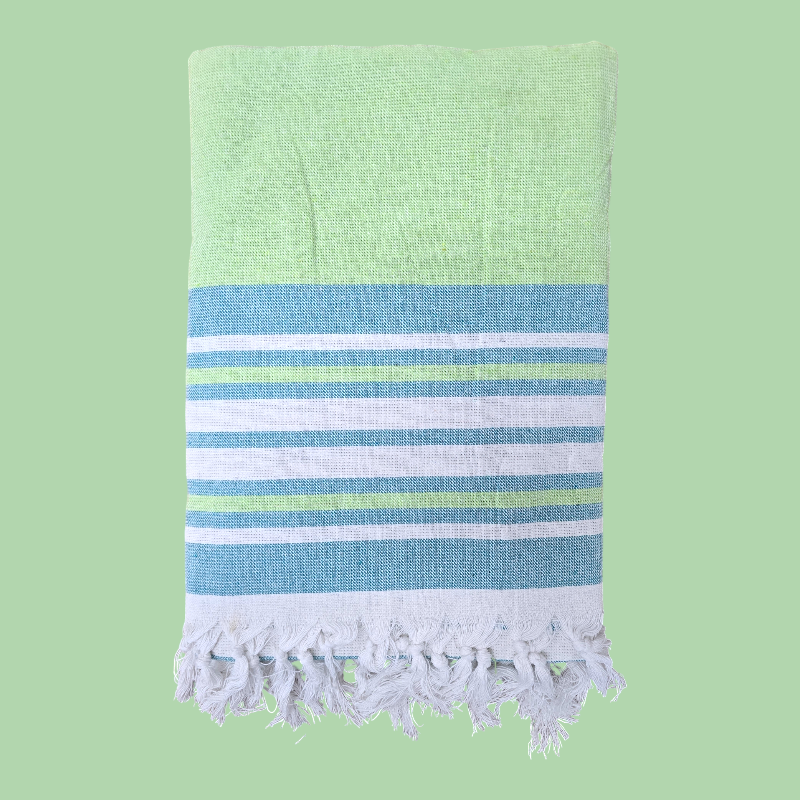 Lime Oceane Cotton Hammam Beach Towel with Tassels