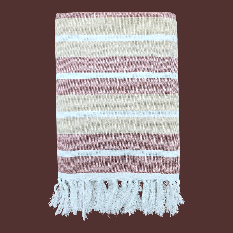 Stone Cotton Hammam Beach Towel with Tassels