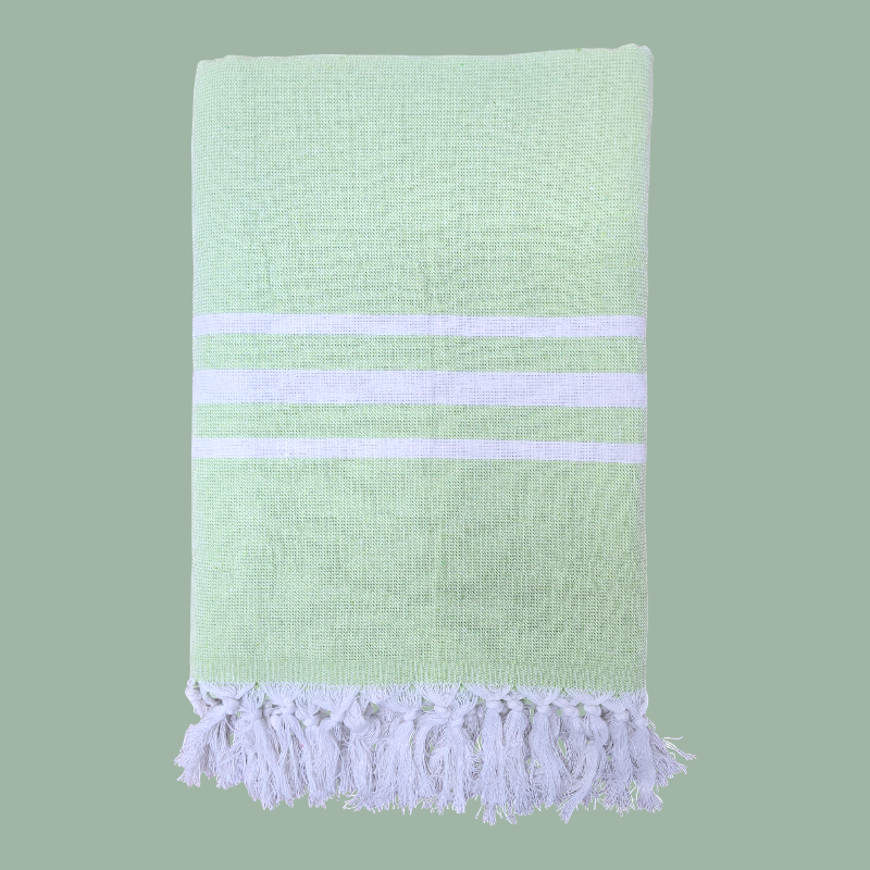 Kiwi Cotton Hammam Beach Towel with Tassels