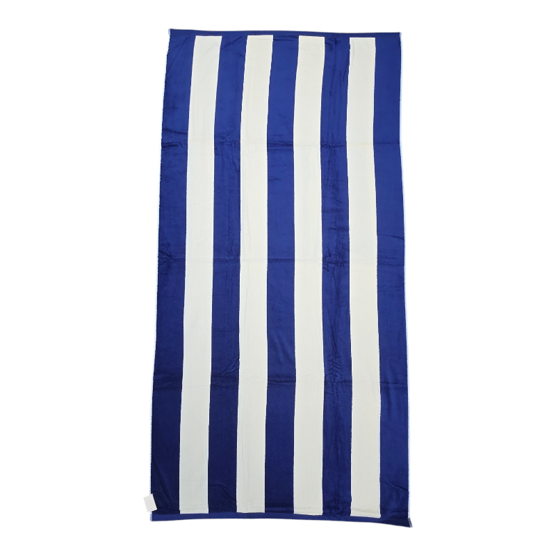 Velour Stripe Royal Navy Imperfect Premium Beach Towel