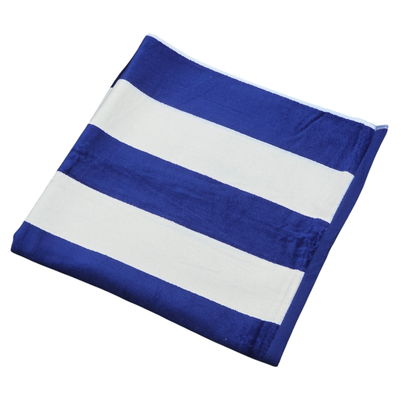 Velour Stripe Royal Navy Imperfect Premium Beach Towel