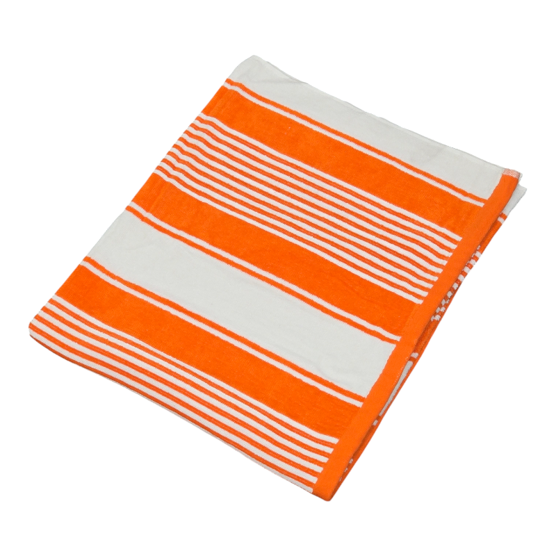 Orange Stripe Resort Velour Premium Beach Towel